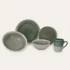 ASSIETTE À DESSERT EN GRÈS RÉACTIF VERT DE GRIS