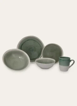 ASSIETTE À DESSERT EN GRÈS RÉACTIF VERT DE GRIS