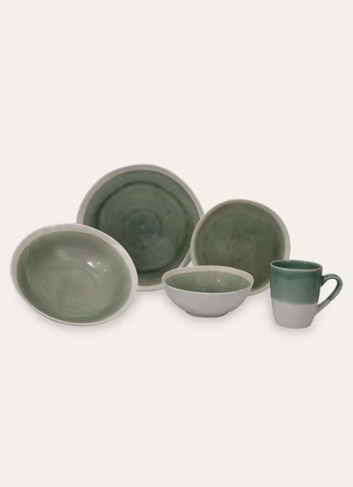 ASSIETTE À DESSERT EN GRÈS RÉACTIF VERT DE GRIS
