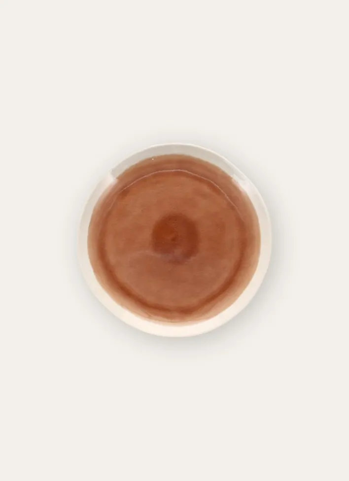 ASSIETTE À DESSERT EN GRÈS RÉACTIF MARRON