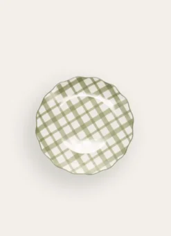 ASSIETTE À DESSERT EN PORCELAINE À RAYURES VERT