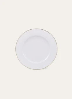 ASSIETTE À DESSERT EN PORCELAINE AVEC LISERÉ DORÉ BLANC