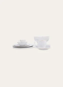 ASSIETTE À DESSERT EN PORCELAINE AVEC LISERÉ DORÉ BLANC