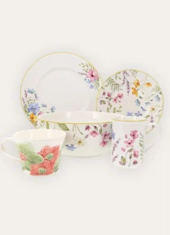 ASSIETTE PLATE EN GRÈS DÉCOR FLORAL MULTICOLORE