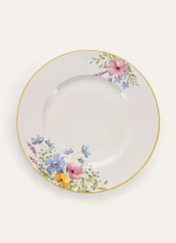 ASSIETTE PLATE EN GRÈS DÉCOR FLORAL MULTICOLORE