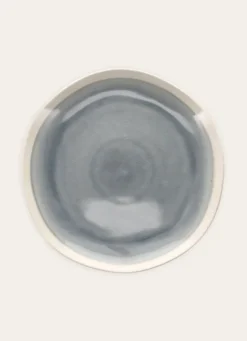 ASSIETTE PLATE EN GRÈS RÉACTIF BLEU