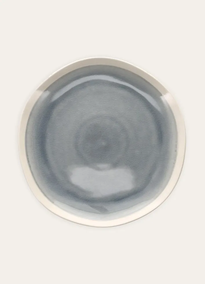 ASSIETTE PLATE EN GRÈS RÉACTIF BLEU