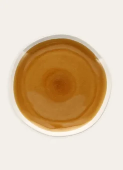 ASSIETTE PLATE EN GRÈS RÉACTIF JAUNE