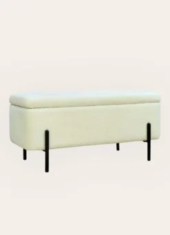 BANC COFFRE AVEC ESPACE DE RANGEMENT BLANC/PIEDS
