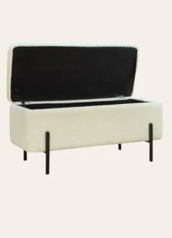 BANC COFFRE AVEC ESPACE DE RANGEMENT BLANC/PIEDS