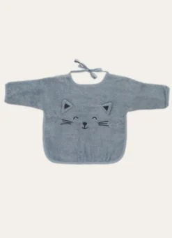 BAVOIR MANCHES LONGUES TÊTE DE CHAT BLEU