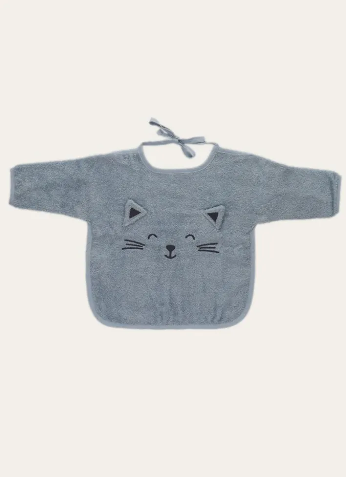 BAVOIR MANCHES LONGUES TÊTE DE CHAT BLEU