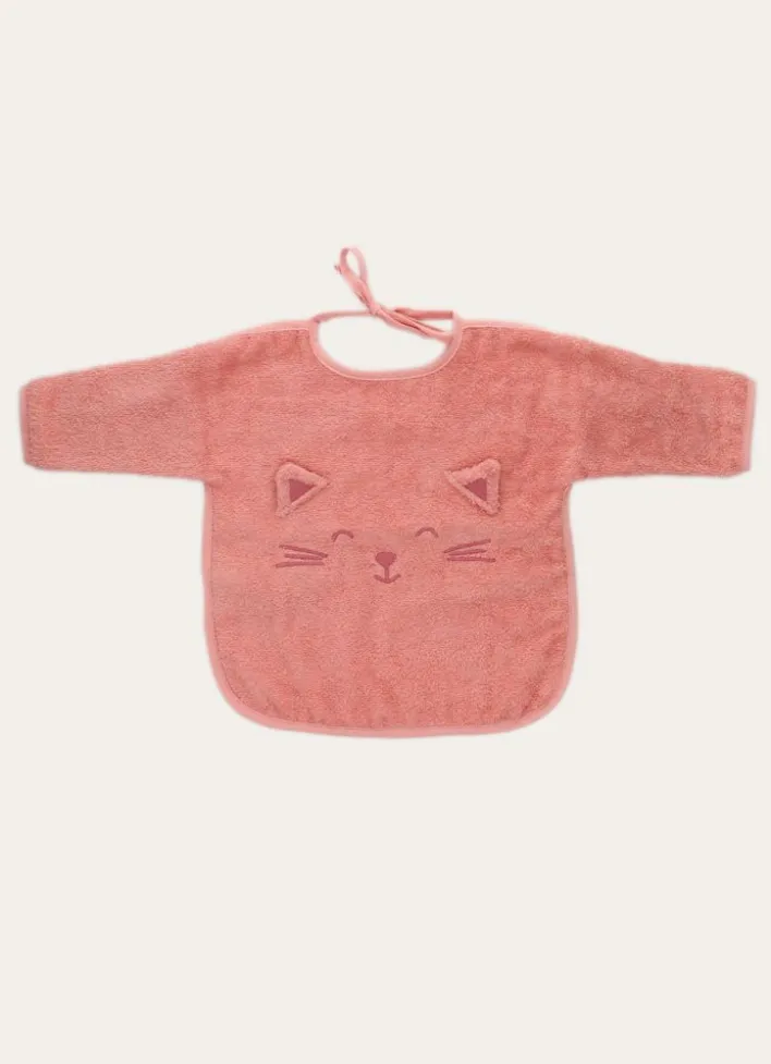 BAVOIR MANCHES LONGUES TÊTE DE CHAT ROSE