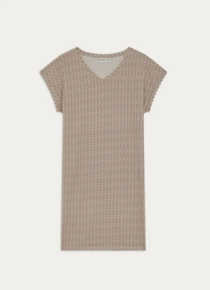 BIG TEE MANCHES COURTES EN COTON IMPRIMÉ ECRU