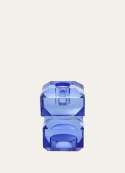 BOUGEOIR EN CRISTAL BLEU