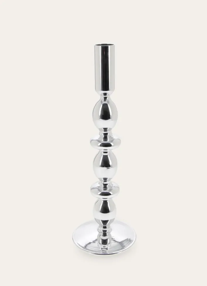 BOUGEOIR EN VERRE ARGENTÉ OPAQUE ARGENTE