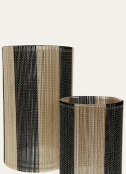 BOUGEOIR EN VERRE ET BAMBOU GRAND MODÈLE BOIS / NOIR