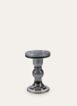 BOUGEOIR EN VERRE TRANSPARENT GRIS