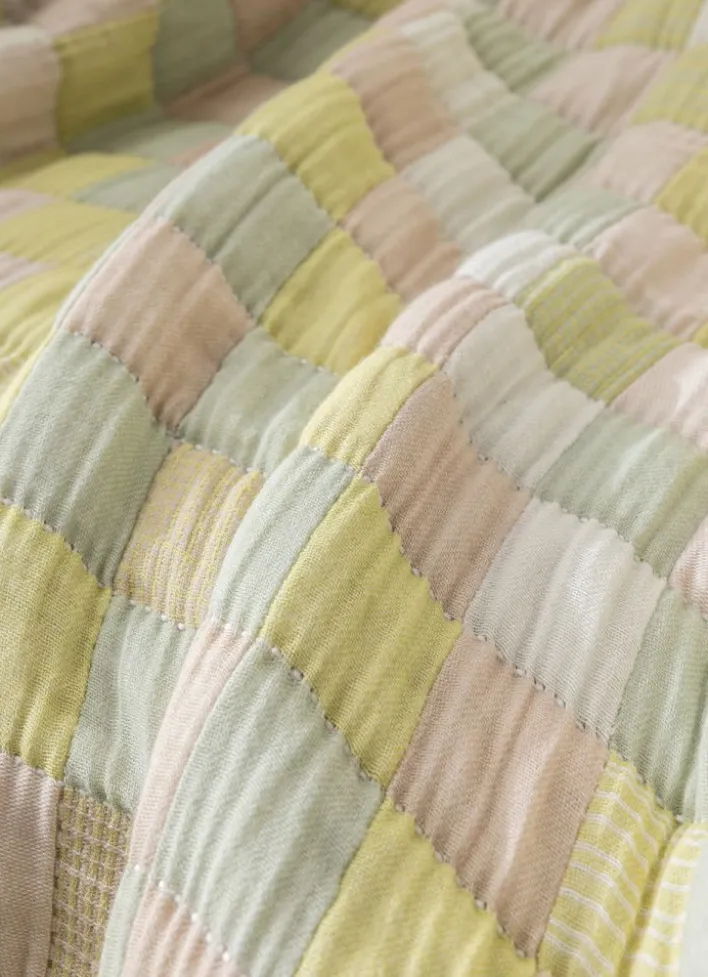 BOUT DE LIT EN GAZE DE COTON MATELASSÉ MULTICOLORE