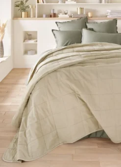 BOUT DE LIT MATELASSÉ UNI BEIGE