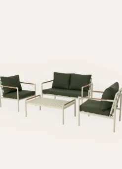 CANAPÉ D'EXTÉRIEUR 2 PLACES EN ALUMINIUM VERT/BEIGE