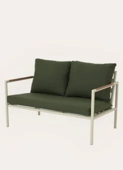CANAPÉ D'EXTÉRIEUR 2 PLACES EN ALUMINIUM VERT/BEIGE