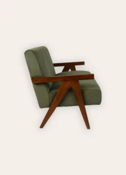 CANAPÉ EN VELOURS COTELÉ AVEC STRUCTURE EN BOIS VERT