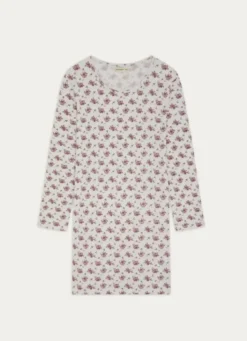 CHEMISE DE NUIT IMPRIMÉE MANCHES LONGUES GRENAT