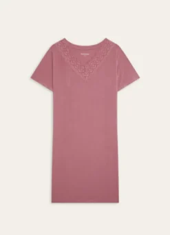 CHEMISE DE NUIT MANCHES COURTES DÉTAIL DENTELLE BOIS DE ROSE