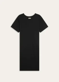 CHEMISE DE NUIT MANCHES COURTES UNI EN COTON Noir