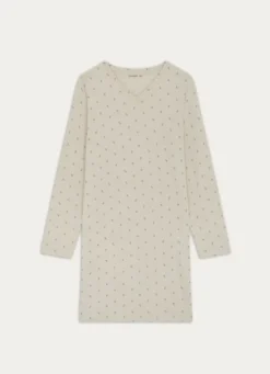CHEMISE DE NUIT À MANCHES LONGUES LEAF ÉCRU
