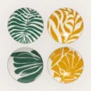COFFRET DE 4 ASSIETTES À DESSERT AVEC FILET OR VERT / JAUNE