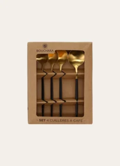 COFFRET DE 4 CUILLÈRES À CAFÉ SOVI NOIR DORE
