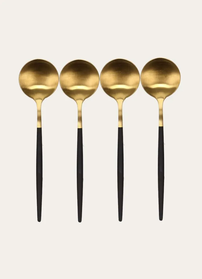 COFFRET DE 4 CUILLÈRES À CAFÉ SOVI NOIR DORE
