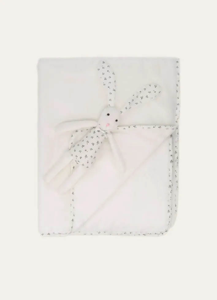 COFFRET PELUCHE ET PLAID LAPIN ÉCRU