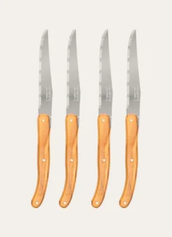 COFFRET SET DE 4 COUVERTS BOIS D'OLIVIER MARRON BOIS