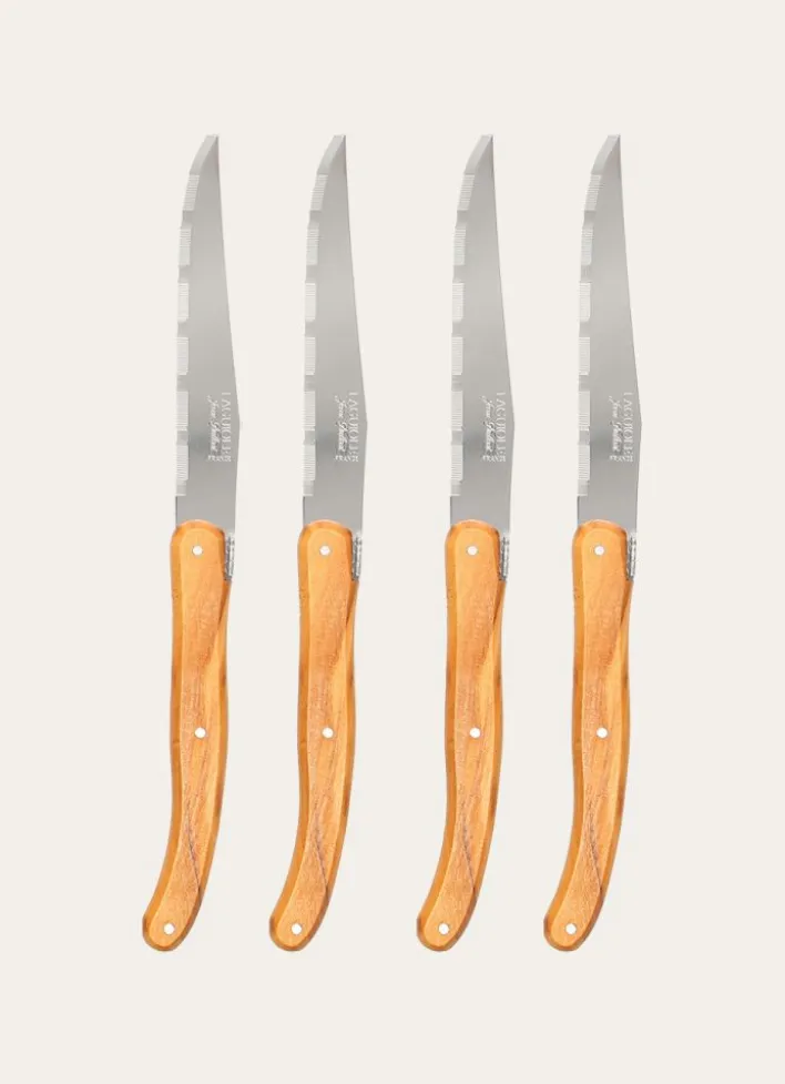 COFFRET SET DE 4 COUVERTS BOIS D'OLIVIER MARRON BOIS