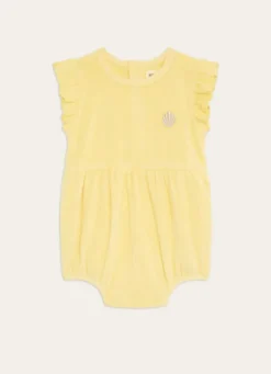 COMBINAISON EN ÉPONGE UNIE BRODERIE COQUILLAGE JAUNE