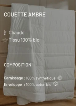 COUETTE CHAUDE EN COTON BIO - 400G BLANC