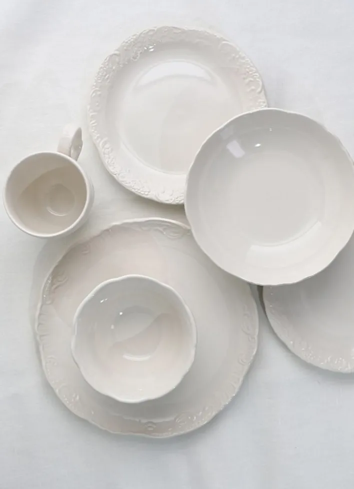 COUPELLE EN GRÈS ORNEMENTÉ CREME