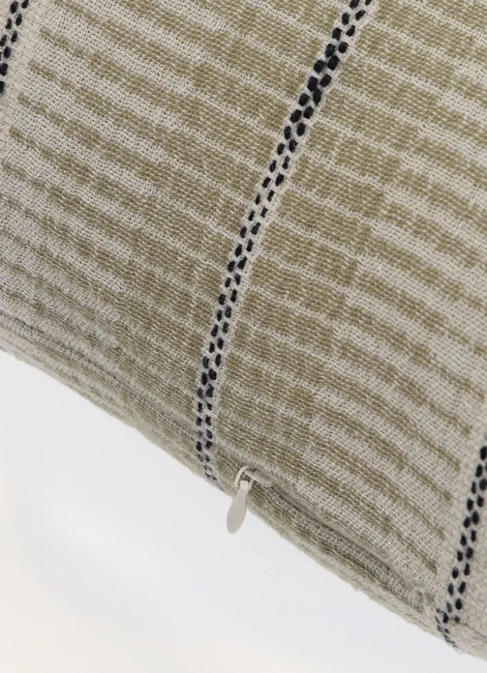 COUSSIN AVEC RAYURE TISSÉE KAKI