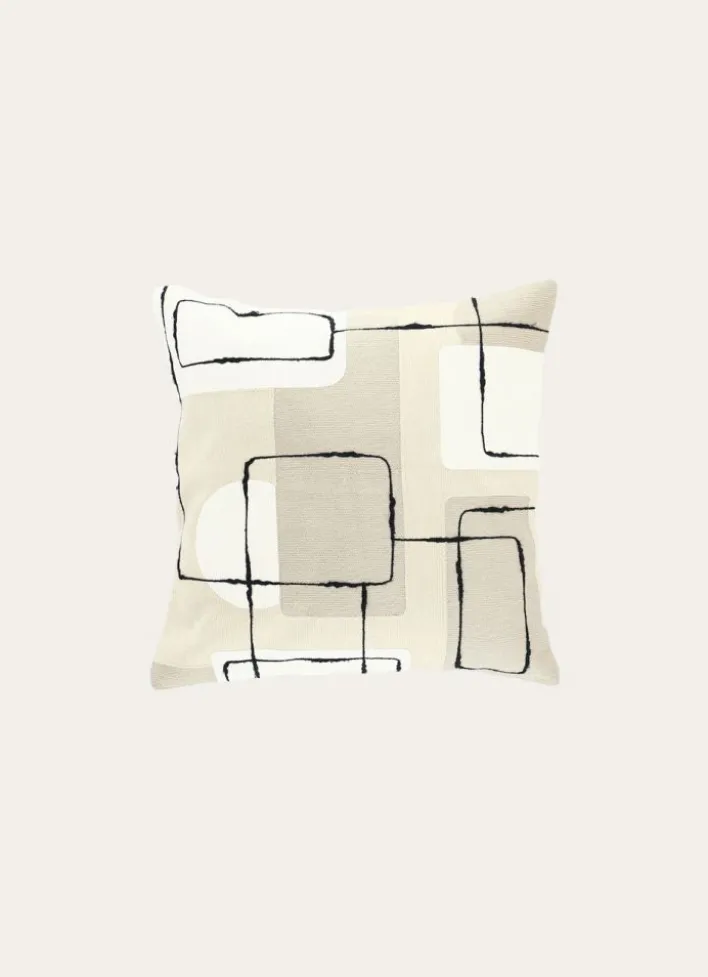 COUSSIN BRODERIESMOTIFS ABSTRAITS 45X45 BEIGE