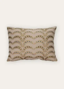 COUSSIN BRODÉ MOTIF PALMETTES BEIGE