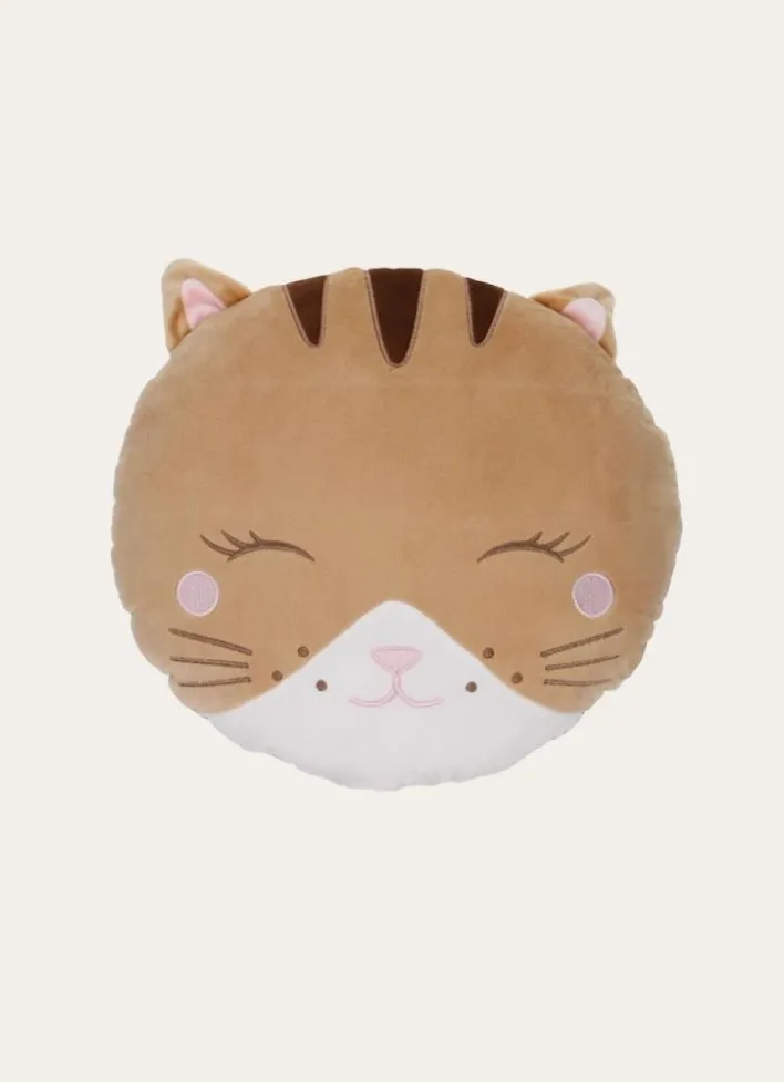 COUSSIN EN FORME DE TÊTE DE CHAT BEIGE