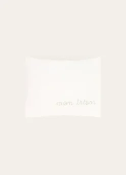 COUSSIN EN GAZE DE COTON BRODERIE FIL DORÉ BLANC