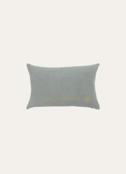 COUSSIN EN GAZE DE COTON BRODERIE FIL DORÉ MOUSSE