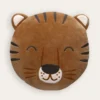 COUSSIN EN VELOURS TÊTE DE TIGRE OCRE