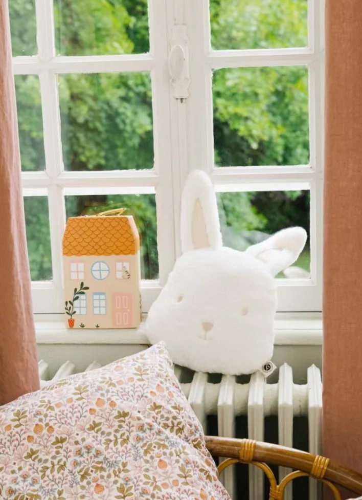 COUSSIN FORME TÊTE DE LAPIN ÉCRU