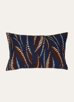 COUSSIN IMPRIMÉ FEUILLE CORALIE MARINE