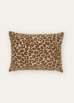 COUSSIN JACQUARD CHENILLE MOTIF LÉOPARD MULTICOLORE